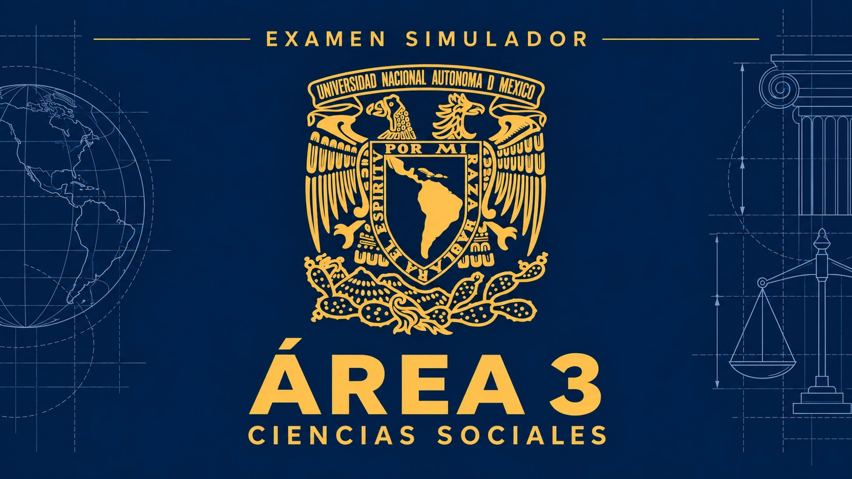 Portada del examen simulador UNAM Área 3: Ciencias Sociales