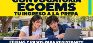 Estudiantes de secundaria revisan en la laptop la Convocatoria ECOEMS 2026 oficial para su ingreso a la prepa, con registro del 17 de marzo al 14 de abril