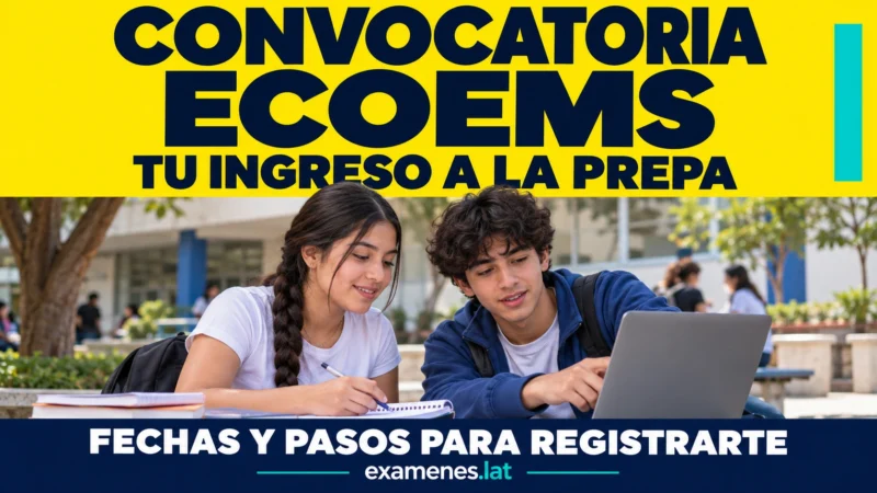 Estudiantes de secundaria revisan en la laptop la Convocatoria ECOEMS 2026 oficial para su ingreso a la prepa, con registro del 17 de marzo al 14 de abril