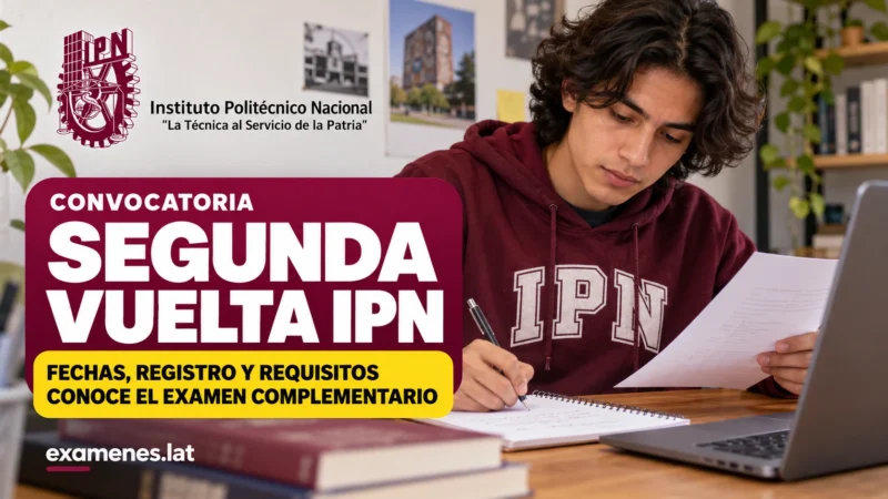 Segunda Vuelta IPN 2026: aspirante con sudadera del IPN estudia la convocatoria, fechas y registro del Examen de Admisión Complementario