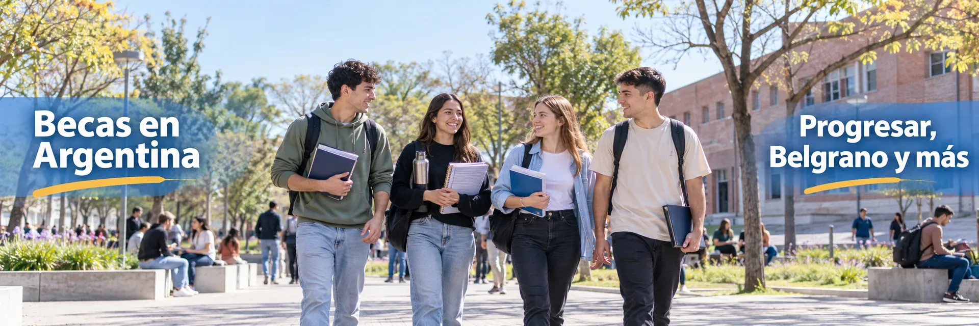 Becas Argentina para estudiar: panorámica de estudiantes en una plaza universitaria