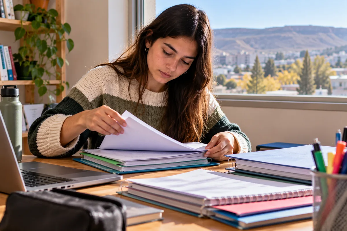 Becas Neuquén inscripción: estudiante preparando documentación de ingresos