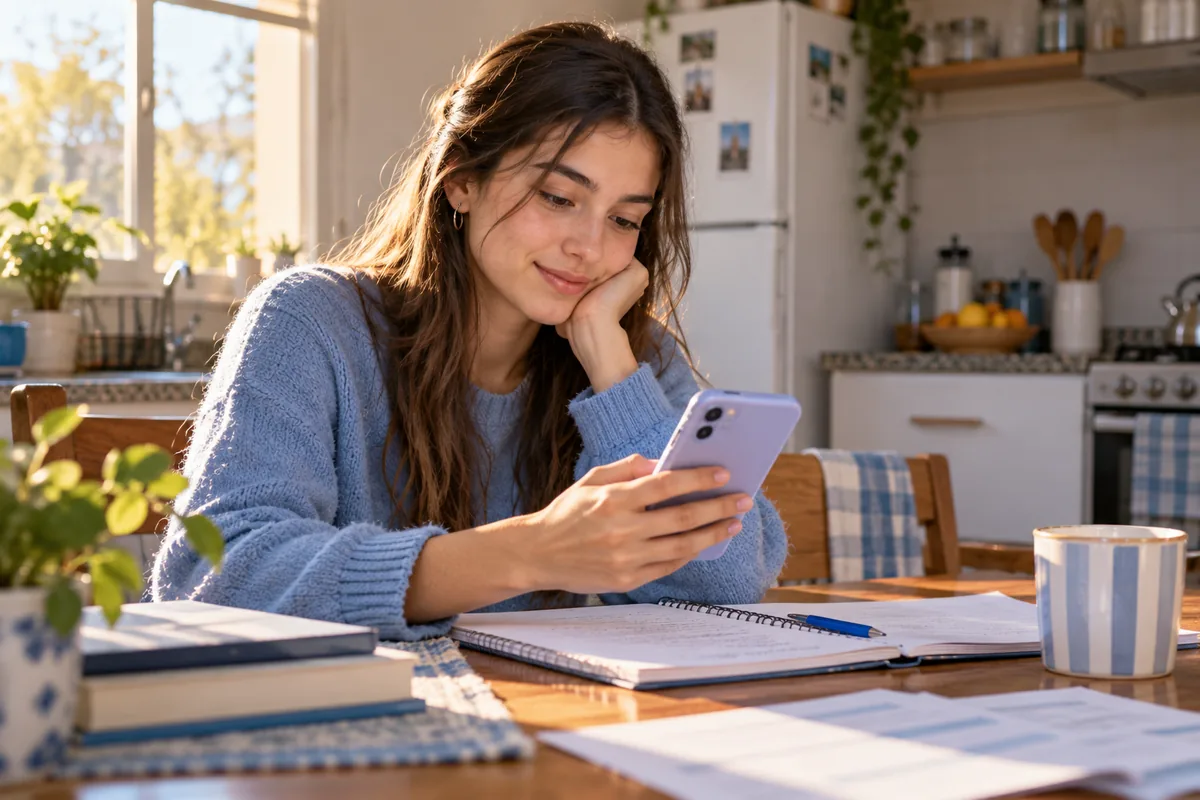 Becas para estudiantes argentina: joven completando una inscripción desde el celular