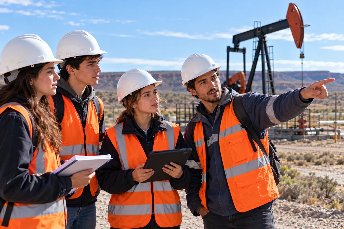Becas YPF: estudiantes de ingeniería en petróleo en una práctica de campo