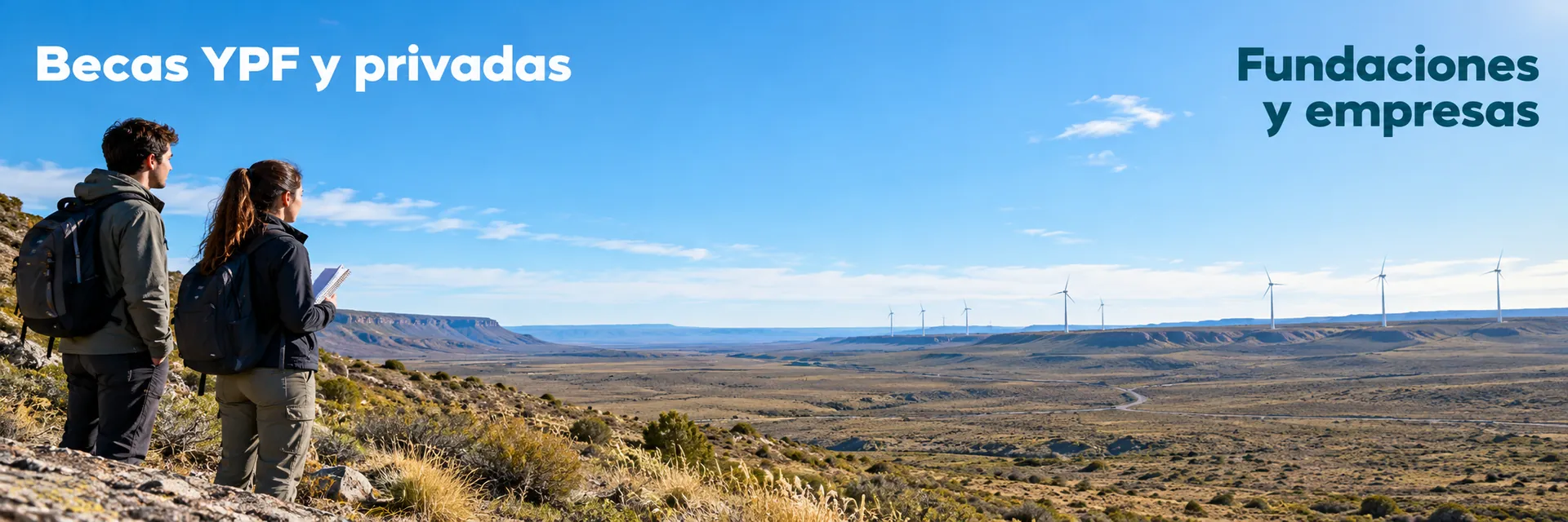 Becas YPF panorámica de un paisaje energético patagónico con estudiantes