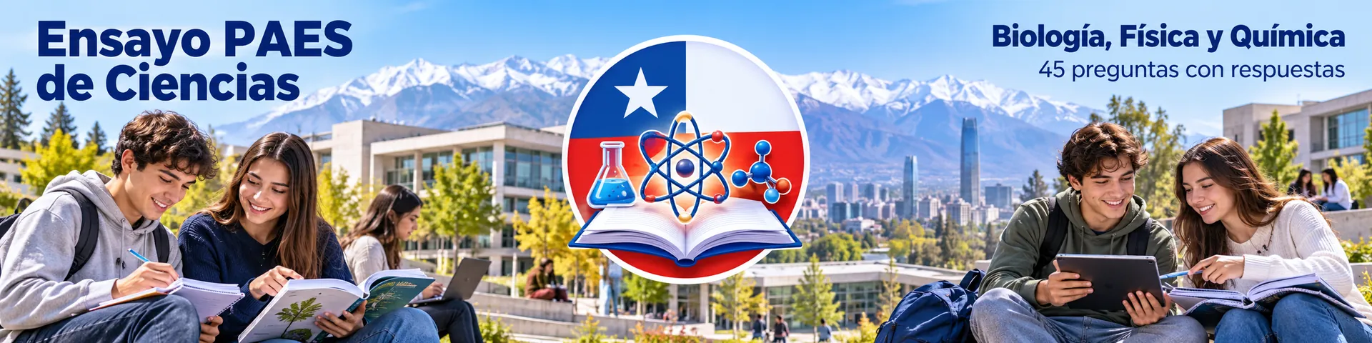 Estudiantes repasan Biología, Física y Química para la PAES de Ciencias frente a la cordillera
