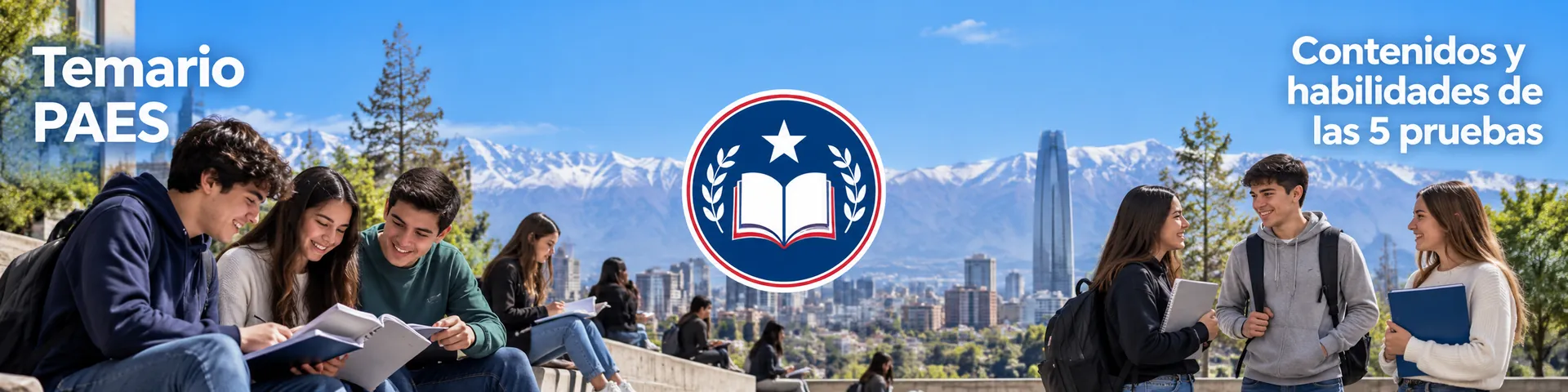 Estudiantes chilenos repasan el temario PAES de las 5 pruebas en un campus de Santiago