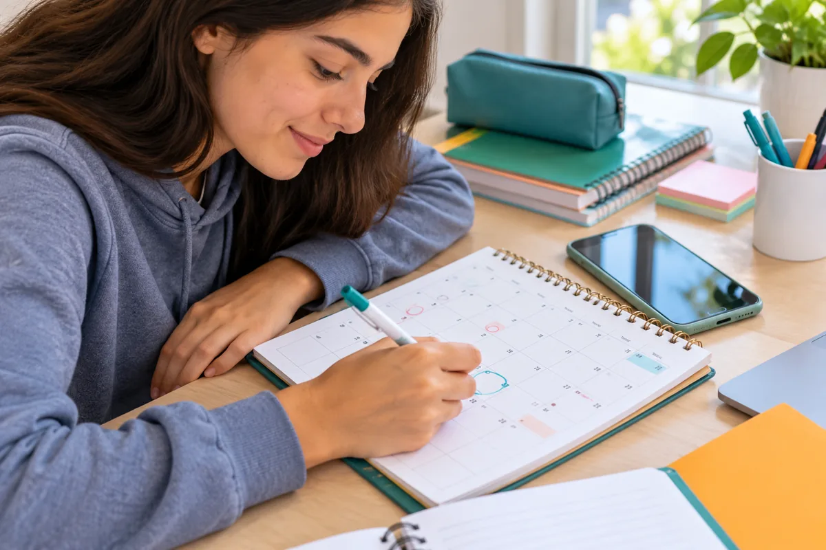 Calendario de pagos del Progresar: joven anotando la fecha de cobro en su agenda