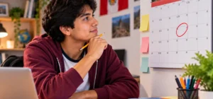 Calendario marcado con la fecha de cuándo es el examen de Beca 18