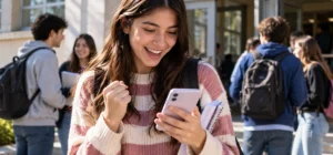 Cuándo abren las inscripciones para becas Progresar: estudiante enterándose de la convocatoria en el celular