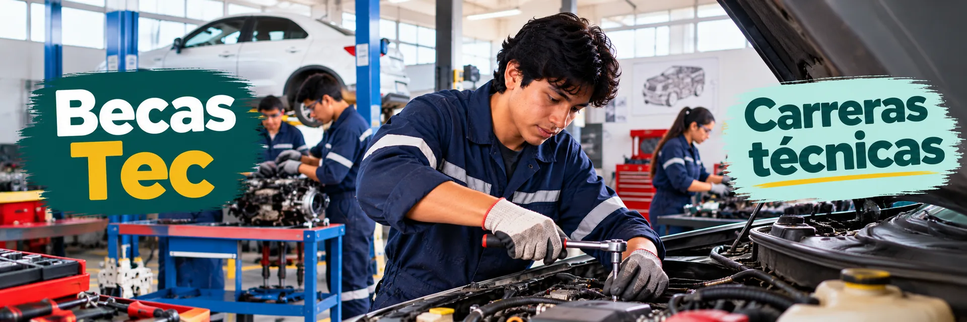Estudiante de mecánica automotriz en un instituto con Becas Tec