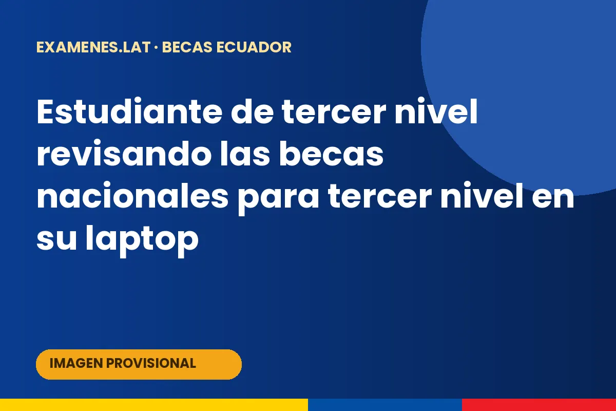 Estudiante de tercer nivel revisando las becas nacionales para tercer nivel en su laptop