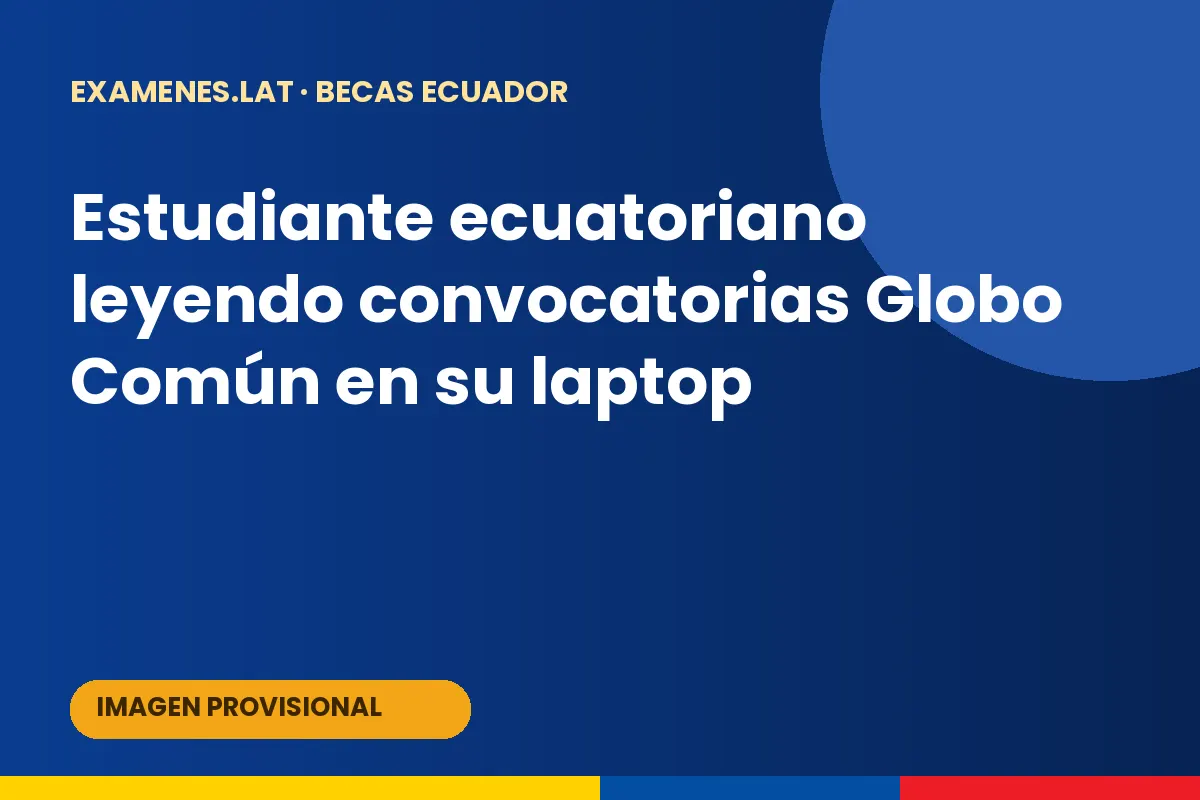 Estudiante ecuatoriano leyendo convocatorias Globo Común en su laptop