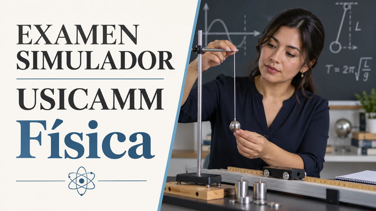 Portada del examen simulador USICAMM de Física de Examenes.lat