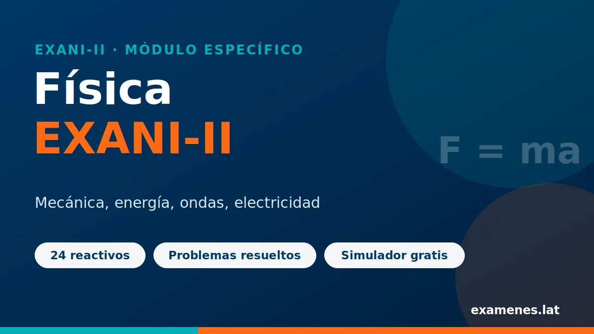 Portada del simulador del módulo de Física del EXANI-II con problemas resueltos