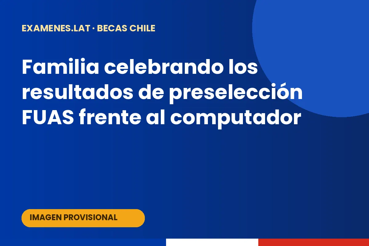 Familia celebrando los resultados de preselección FUAS frente al computador