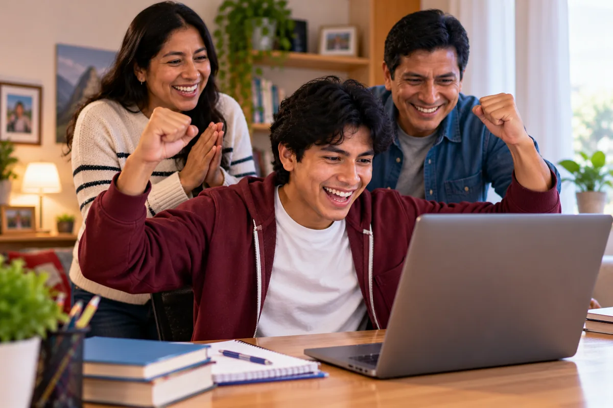 Joven consultando los resultados de Beca 18