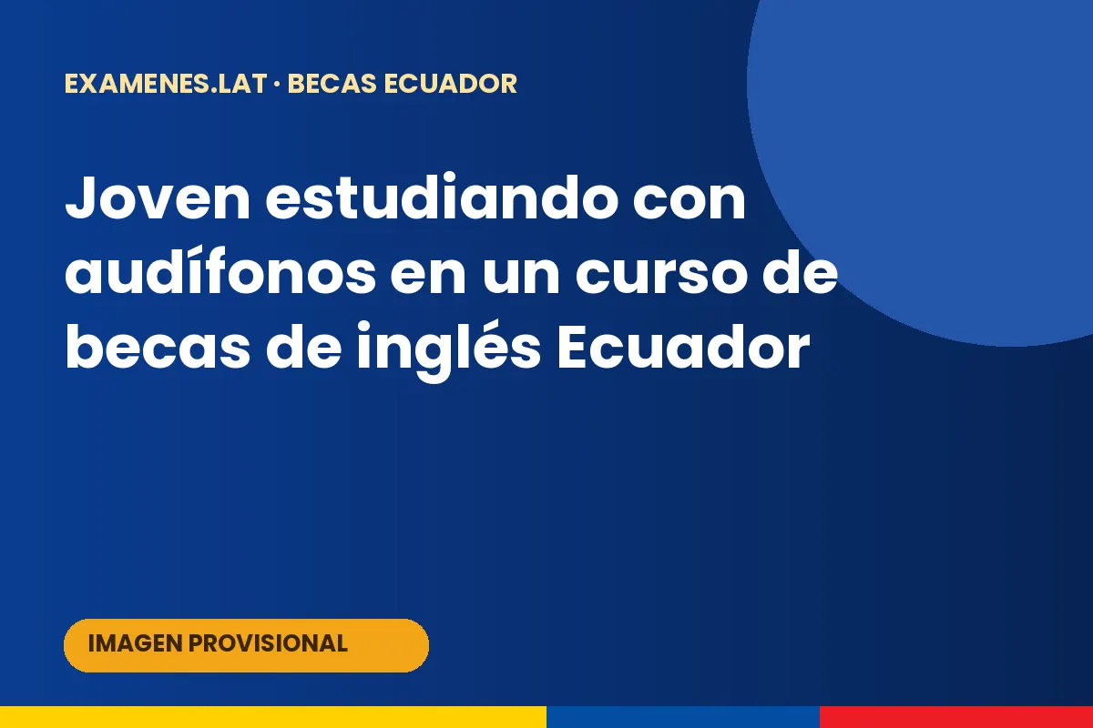 Joven estudiando con audífonos en un curso de becas de inglés Ecuador