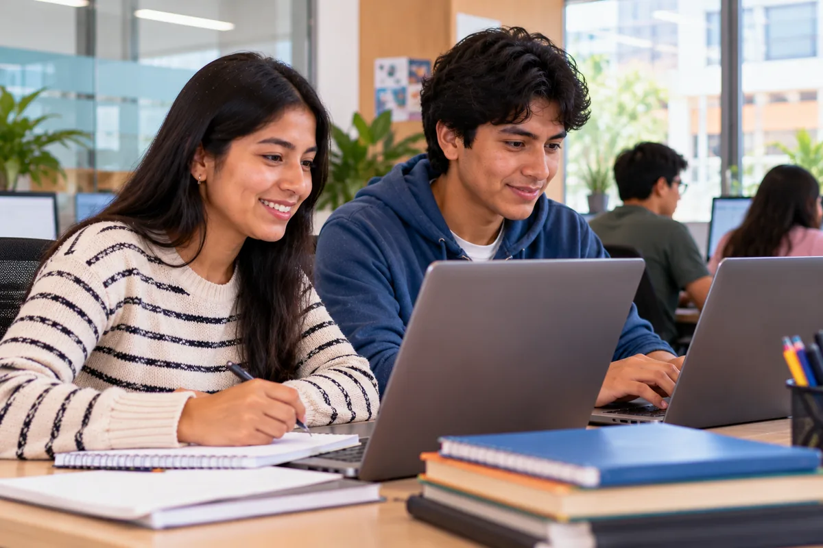 Jóvenes peruanos en un curso de Becas Grupo Romero
