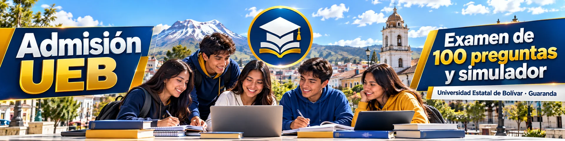 Aspirantes en Guaranda con el Chimborazo al fondo: admisión a la Universidad Estatal de Bolívar, examen de 100 preguntas