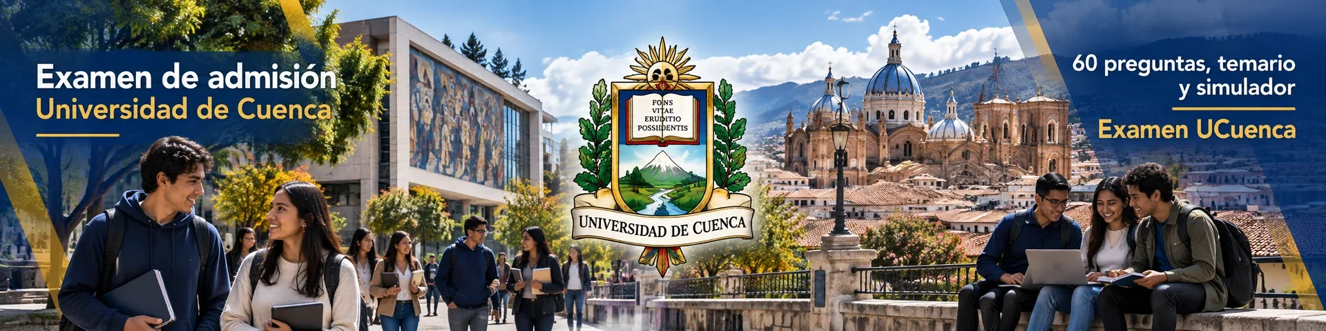 Aspirantes con la catedral de Cuenca al fondo: examen de admisión de la Universidad de Cuenca y simulador