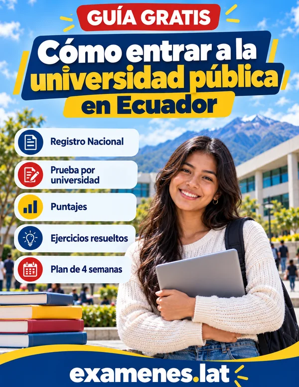 Portada de la guía gratis de admisión a la universidad pública en Ecuador