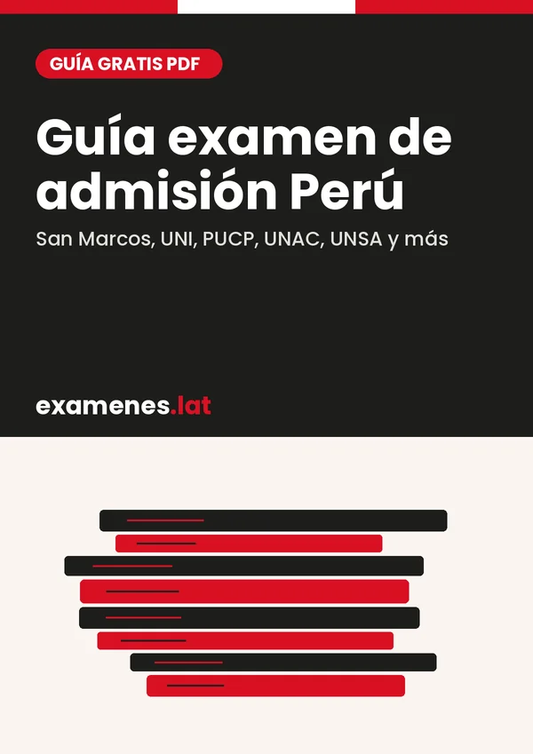 Portada de la guía examen de admisión Perú de examenes.lat, gratis en PDF