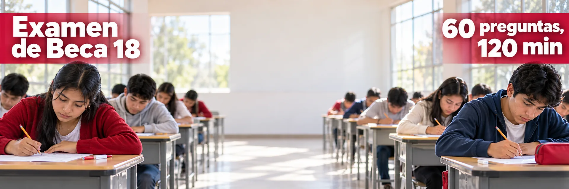 Postulantes rindiendo el examen de Beca 18 en un aula