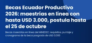 Profesional ecuatoriano postulando a las becas Ecuador Productivo desde su laptop