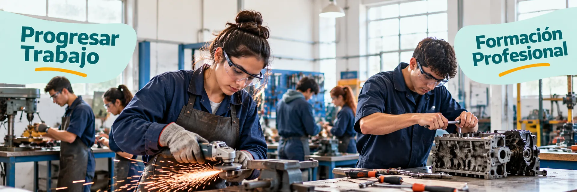 Progresar Trabajo panorámica de un taller de formación profesional