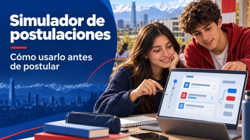 Estudiantes usan el simulador de postulaciones universitarias en una laptop