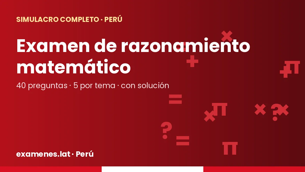 Portada del simulacro completo de razonamiento matemático: 40 preguntas