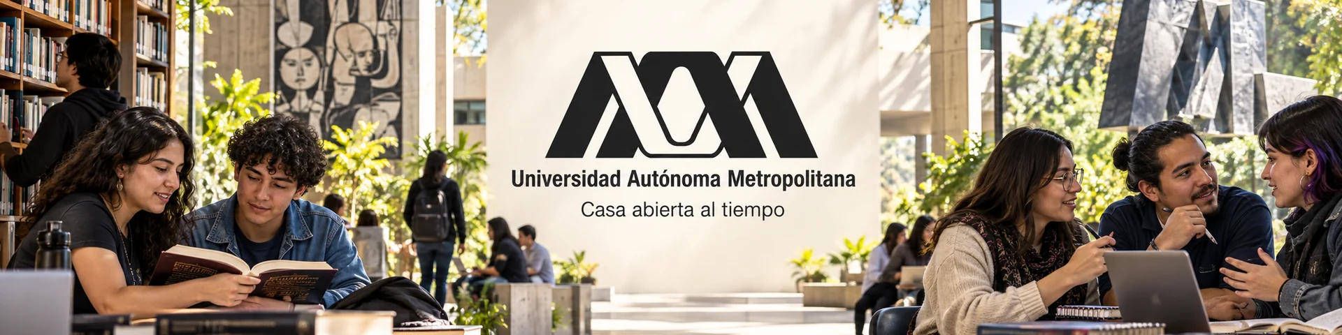 Examen simulador UAM CSH: aspirantes de Ciencias Sociales y Humanidades estudiando con el logotipo de la Universidad Autónoma Metropolitana