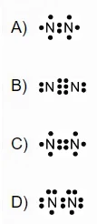 Elige la opción con la configuración de Lewis para el nitrógeno (N_2).